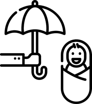 An umbrella is being held by a baby in a blanket vector