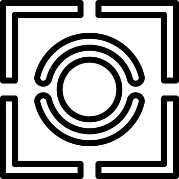 A black and white square with a circular object in the center vector