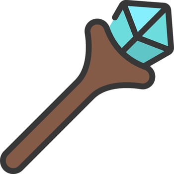 A cartoon weapon with a blue crystal on it vector