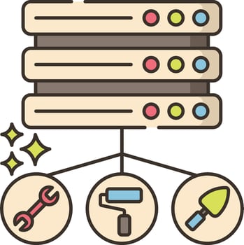 Server architecture and network infrastructure illustration design vector