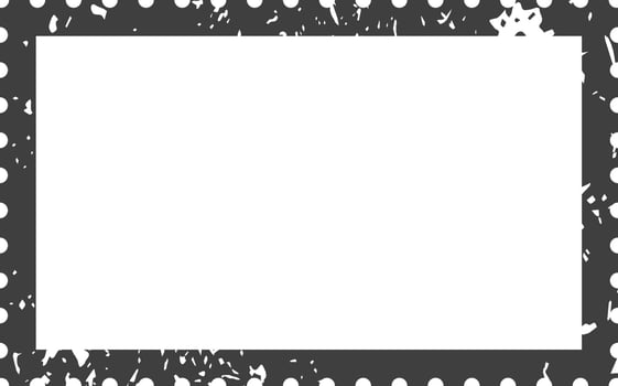 Dark gray border with white dots and grunge splatter effect surrounding a clean white rectangular space vector