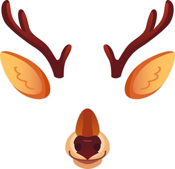 Cartoon reindeer antlers, ears, and nose forming a cheerful christmas mask, bringing holiday spirit to any celebration vector
