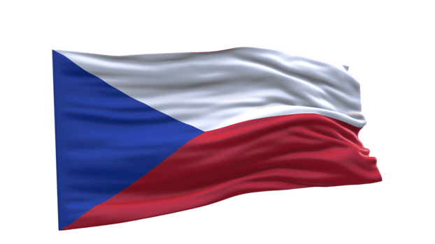 Czech Republic Flag, Czechia flag 3d render waving fabric textured clipart transparent background image png