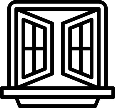 A black and white icon of a window vector