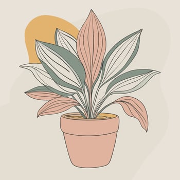 A potted plant with green leaves and pink flowers vector