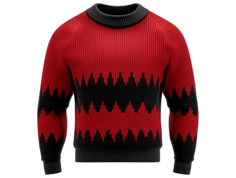 A red sweater with black and red stripes png