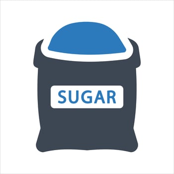 Sugar icon. Open sugar sack icon icon vector