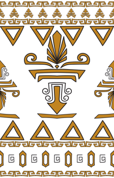 Seamless geometric Aztec ethnic pattern in brown on white for border. png