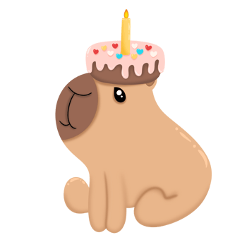 Capybara and birthday cake png