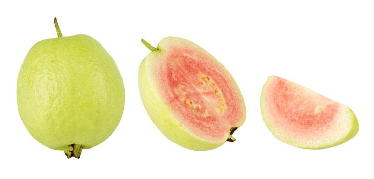 Three pieces of guava are shown on a black background png