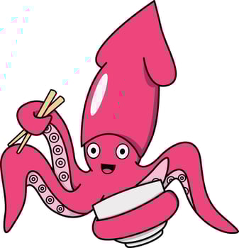 Hand drawn squid ramen illustration vector