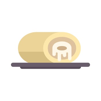 Delicious swiss roll cake dripping cream on plate illustration vector