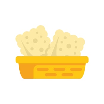 Plastic basket holding two sponges for cleaning and dishwashing vector