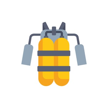 Scuba diving equipment with two oxygen tanks and regulator vector
