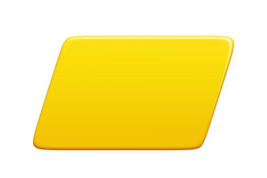 Yellow glossy rectangular text banner. 3d render illustration png