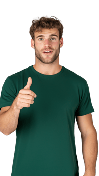 Young man in green shirt smiling and giving thumbs up on transparent background png