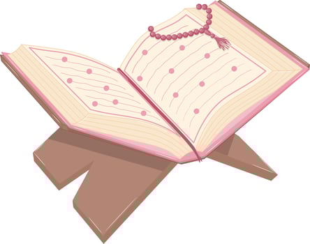 Opened Quran Islamic Book on Stand vector