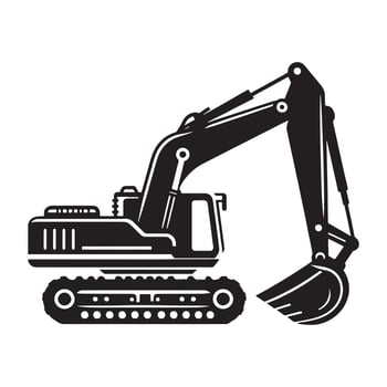 Arm Excavator silhouette on white background vector
