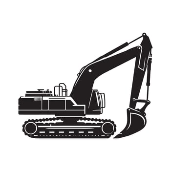 Arm Excavator silhouette on white background vector