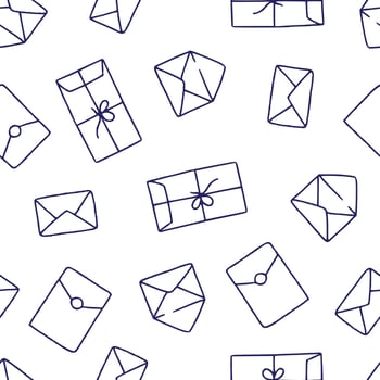 Outline Bunch of Envelope Seamless Pattern illustration Design vector
