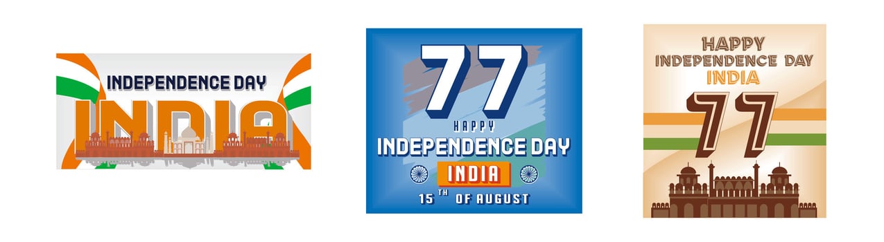 Happy independence day India greetings. Happy independence day India. Letter with Indian flag. Set flat modern illustration vector