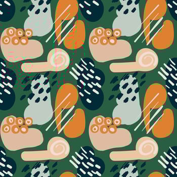 A pattern featuring abstract shapes, spots, and lines in a contemporary style. The hand-drawn elements add a unique and artistic touch, making it perfect for a variety of design projects. vector