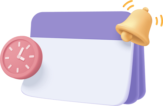3d calendar marked date and time for reminder day. Calendar with 3d alarm clock for schedule planning png