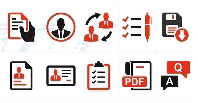 A set of 10 mix icons as text file, businessman, duties transfer vector