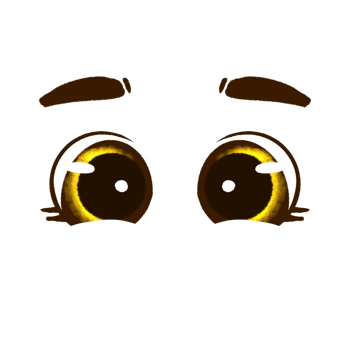 A cartoon face with yellow eyes png