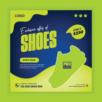 Shoe Sale Social Media Post Banner or Square Flyer Template, online promotion Post Template vector
