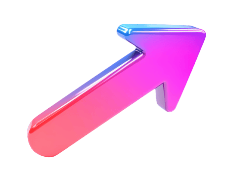 Illustration of gradient 3d arrow isolated on transparent background png