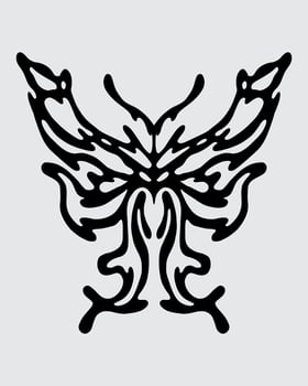 Abstract shape butterfly insect tribal ink streetwear element t shirt design tattoo clip art illustration wings insect editable vector