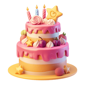 3D cake on a transparent background. png
