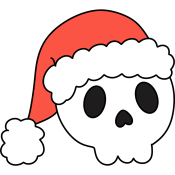 Groovy retro christmas skeleton with santa hat clipart png