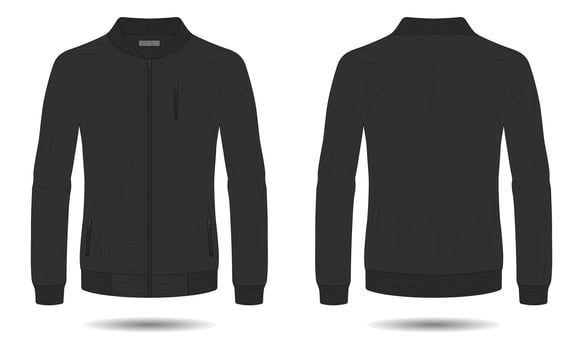 Black bomber jacket mockup front and back view vector