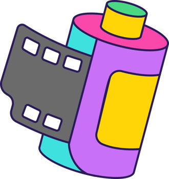 film roll camera in cartoon style png