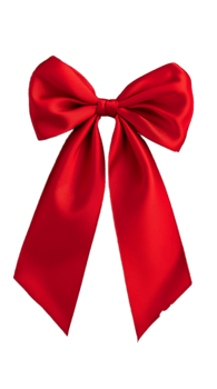 Red ribbon bow isolated on transparent background. Clipping path included. png