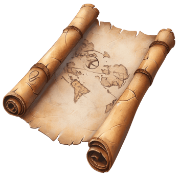 Vintage Treasure Map Scroll for Adventure and Exploration Themes on transparent background png