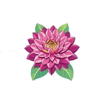 A pink flower with green leaves on it vector