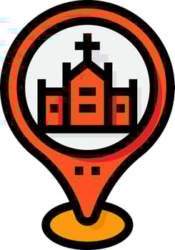 A church with a cross on top of it vector