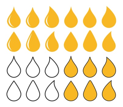 Various Honey drop icon symbol set. Honey symbol logo sign collection. Bee wax sign. honey package design. illustration image. Isolated on white background. vector