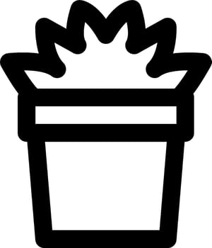 A black and white icon of a flower pot vector