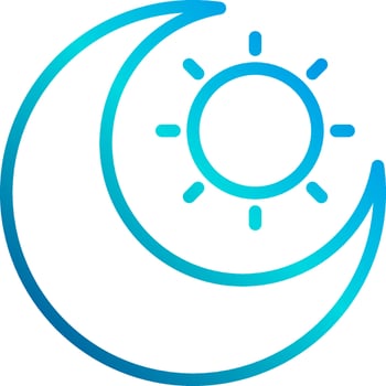 The moon and sun are shown in a blue and white logo vector