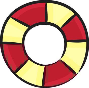 A red and yellow life preserver with a white background vector