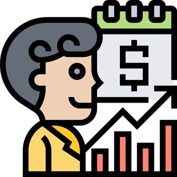 Businessman with a calendar and a graph vector
