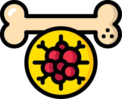 A bone with a red and yellow object on it vector