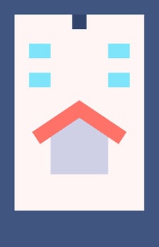 A house icon with a red roof vector