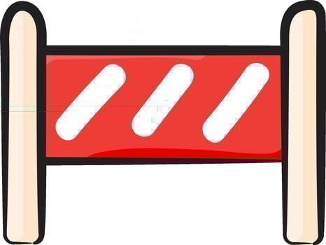 A red and white barrier with two white lines vector