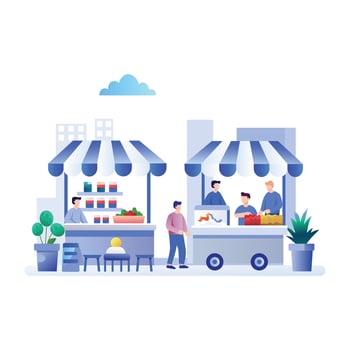 A flat illustration of marketplace vector