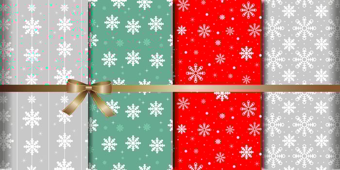Christmas winter pattern set with snowflakes on different backgrounds vector